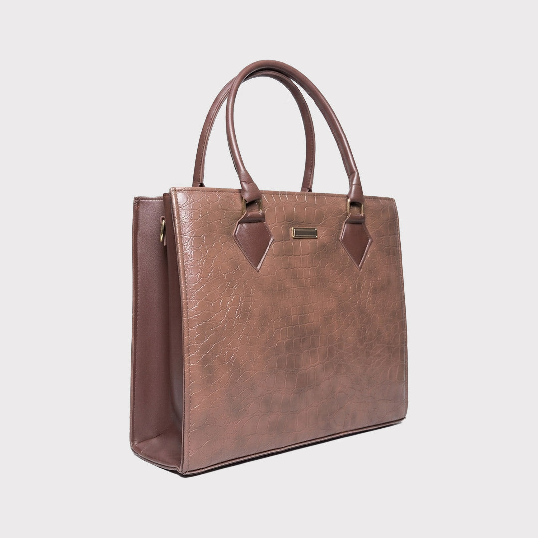 Crocodile Handbag - Dark Brown