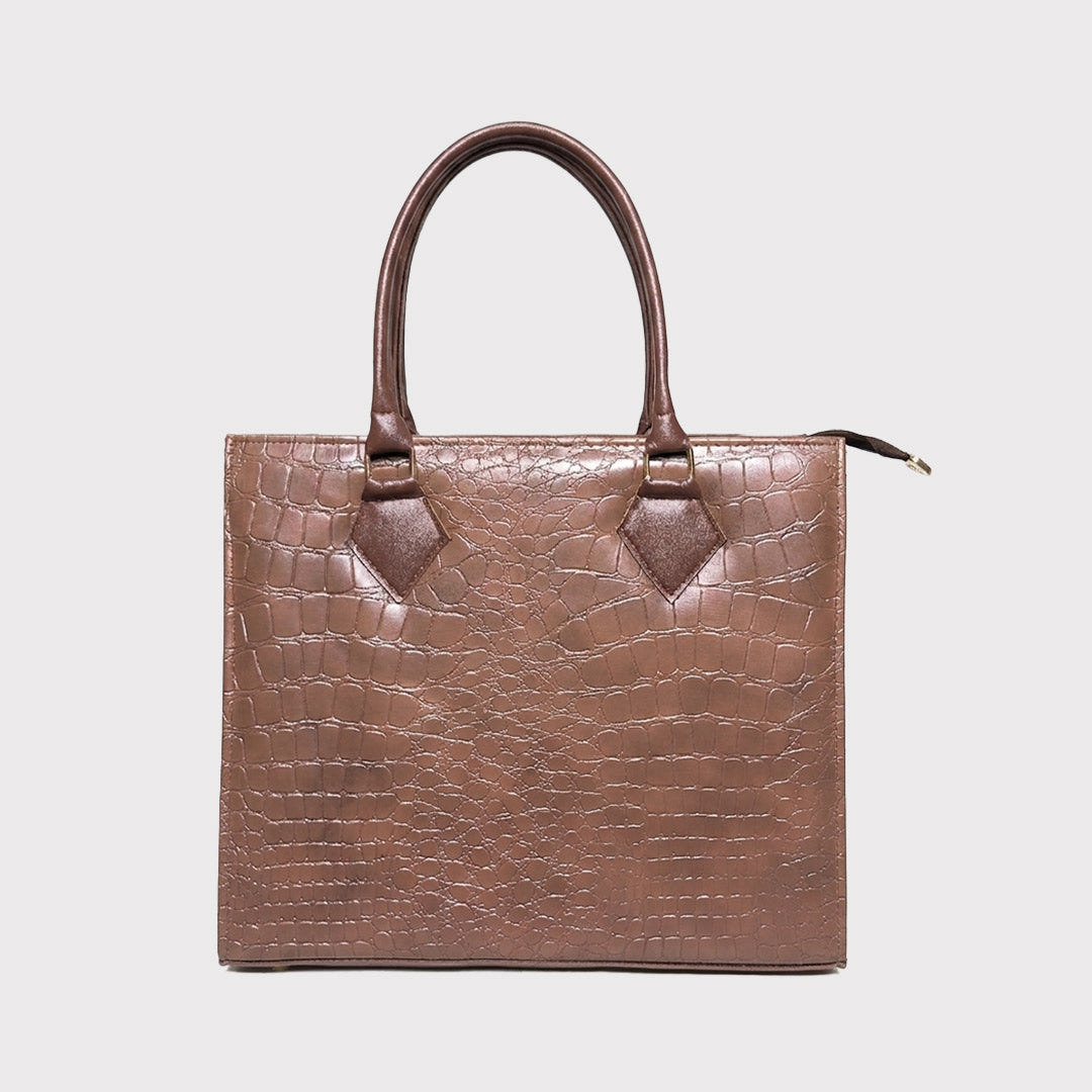 Crocodile Handbag - Dark Brown