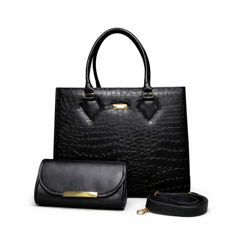 Crocodile Handbag - Black